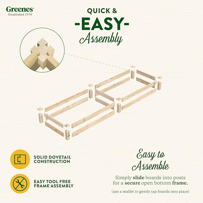 Greenes Fence Original Pine Raised Garden Bed, 2' x 8' x 7" - Made in USA with American Pine
