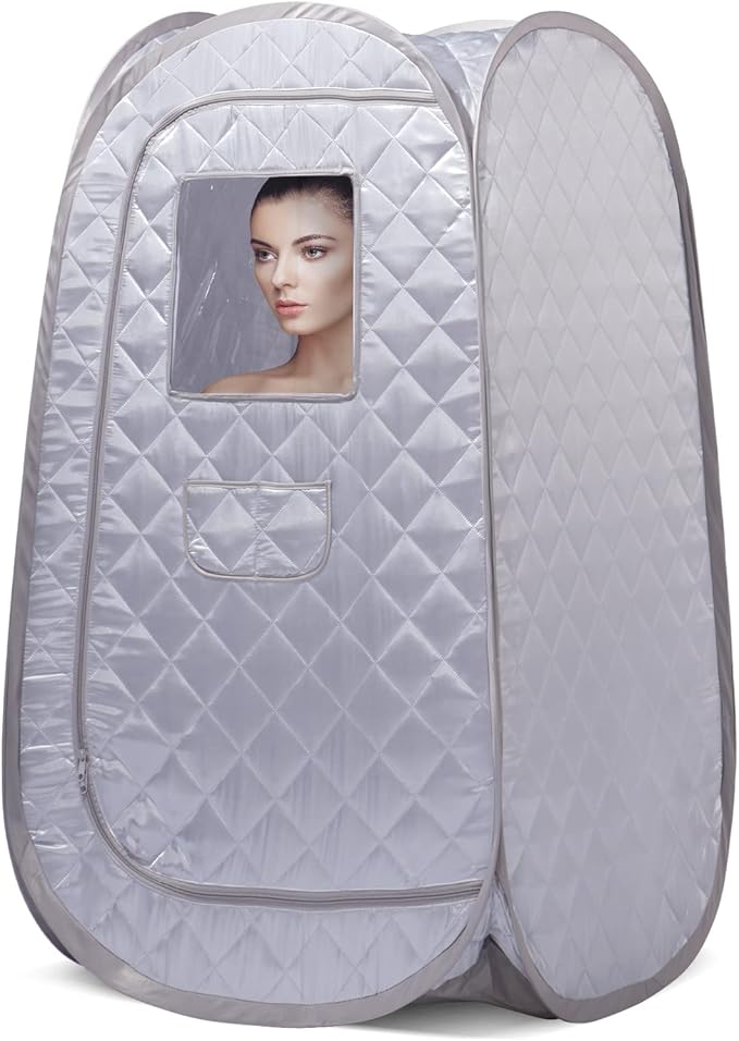 Smartmak Portable Steam Sauna Tent, Full Body Personal Home Spa, Lightweight Foldable Steam Room for Detox Therapy, Steamer NOT Included (L 31.5” * W 31.5” * H 55.2” Grey)