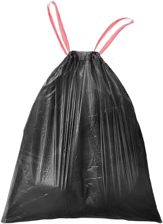 8 Gallon Trash Bags, Drawstring Garbage Bags, 1.32Mil Thickness, 55 * 70cm, 9.9g/pcs, Pack of 34, Unscented, Black
