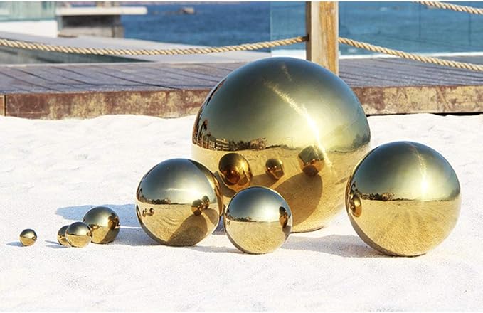 6 inch Diameter Gold Golden Gazing Ball,Gold Golden Stainless Steel Polished Reflective Smooth Garden Sphere Globe Mirror,Colorful and Shiny Addition to Any Garden or Home