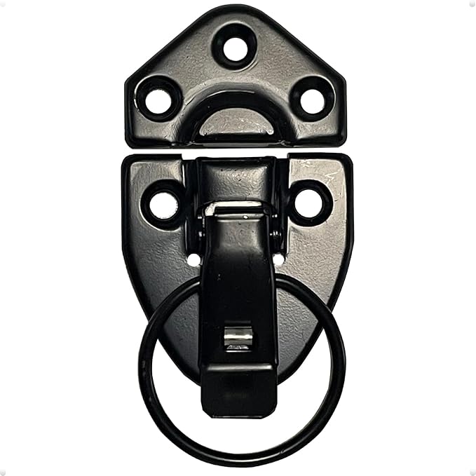 trust4care 3-Pack Hasp and Staple Lock for Steam Room Sauna Spa Wood Wall Panels - Repair Replacement Sauna Accessories, Rust-Resistant Durable Zinc Plated Security Buckle Latch Clamps (Black)