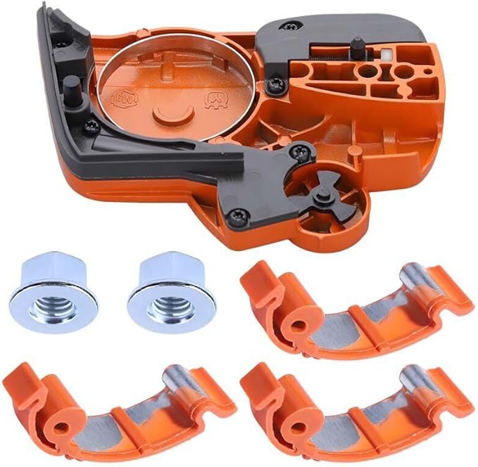 440 Chain Brake Assembly Side Clutch Cover for Husqvarna 440 Chainsaw, Husky 440e II Chainsaw Clutch Cover with Brake Assy & Bar Nuts Buckle Clips Kit,Clutch Cover Chain Saw Parts 501388203