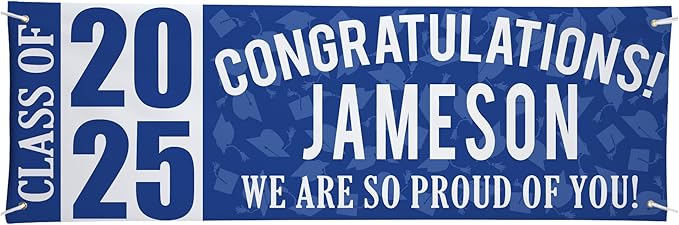 Let's Make Memories Personalized Graduation Banner Class of 2025 - Graduation Party Decorations - Congratulations Banner - Indoor/Outdoor Vinyl - Best in Class - Blue - 6 ft.