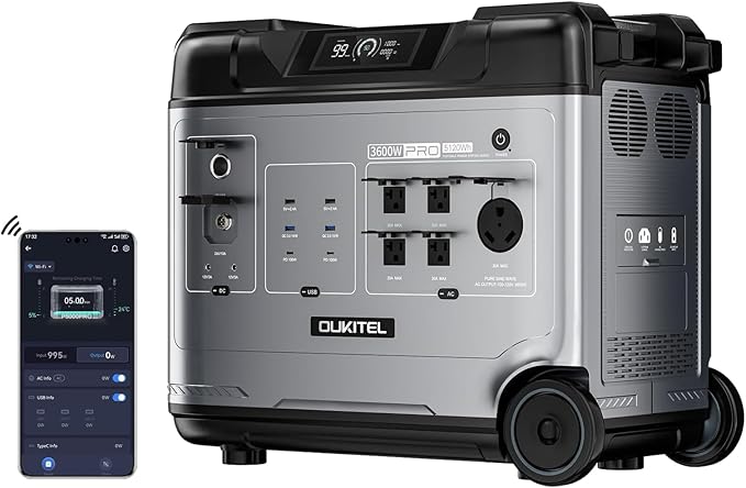 OUKITEL P5000 Pro Solar Generator(2025 NEW), 5120Wh Solar Power Station with 5x3600W AC Outlets (6000W Peak), 1800W Fast Charging, Emergency Power Station for Home Backup, Camping & RVs