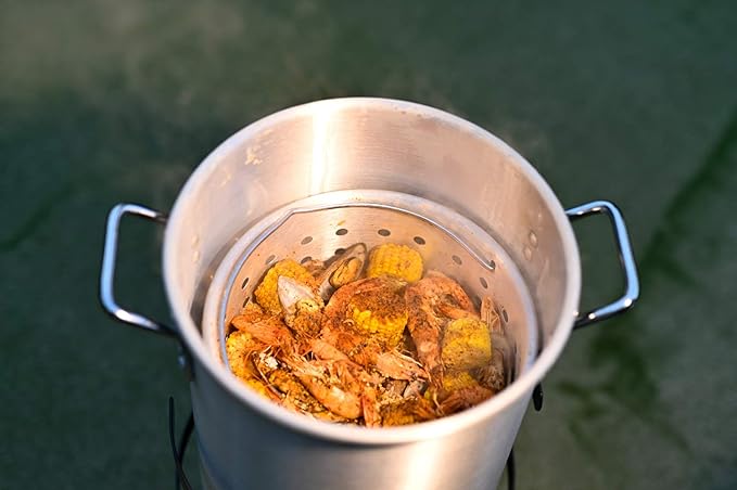 Barton 30QT Turkey Deep Fryer 37,000BTU Fish Fryer Pot Combo Boiler Steamer Roaster Clam Crawfish Pot Boiling Lid Seafood Cajun Gas Stove Burner Stand Injector