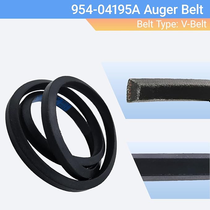 754-04195 954-04195A 1/2" x 37" Auger Drive Belt for Snow Throwers – Compatible with MTD, Troy-Bilt, Cub Cadet, Craftsman, Yard Man, Yard Machines Snow Blowers,Replaces 754-04195A 954-04195A（2/Pack）