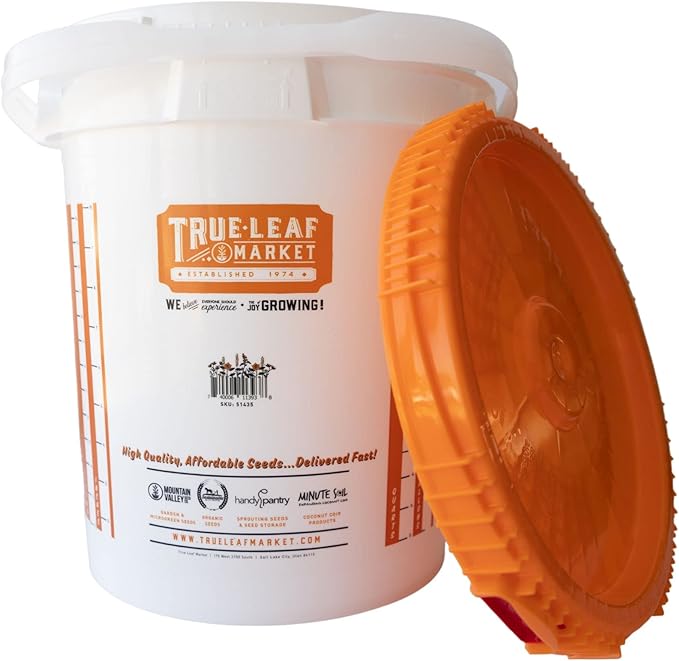 5 Gallon Bucket with Easy On/Off Ratcheting Lid - 3 Buckets - HDPE, Food Grade, BPA Free - Gardening & Composting Info - All Purpose Pail
