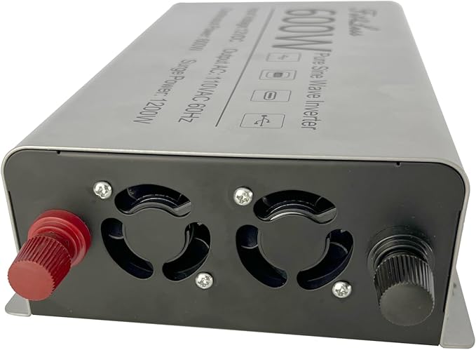 Pure sine Wave Inverter DC 12V Input and AC 110V Output with LCD Display, USB Output Port, Type-C Output Port(600W)