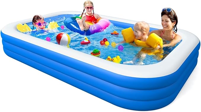 Inflatable Swimming Pool, Blow up Pools, Above Ground Swimming Pool for Family, 103 x 69 x 24 inch Full-Sized Inflatable Pool for Kids for Outdoors, Backyard