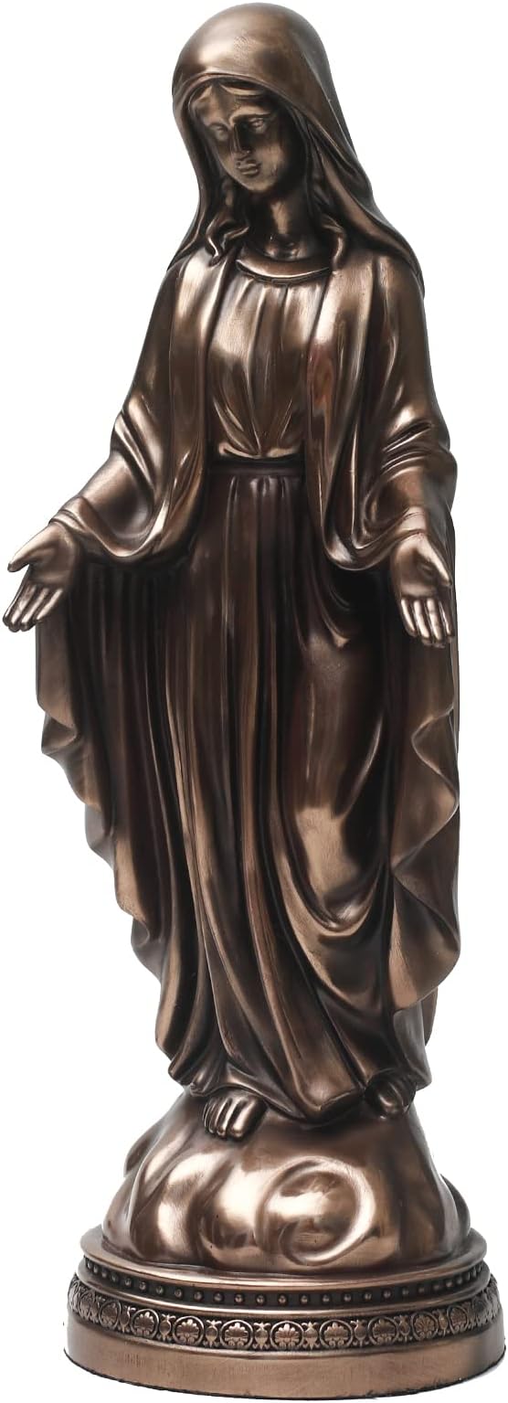 12 Inch Blessed Virgin Mary Decorative Figurine，Catholic Religious Gifts 12 Inch Resin Statue Figurine (Cold Cast Bronze)