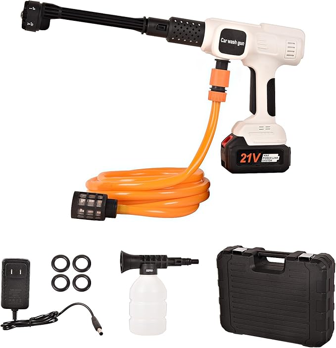 Cordless Pressure Washer,652.67 PSI Power Cleaner with 6-in-1 Nozzle,4-Speed Adjustment,21V Rechargeable 4.0Ah Battery High-Pressure Car Washer Gun for Floor/Home/Car Cleaning & Watering