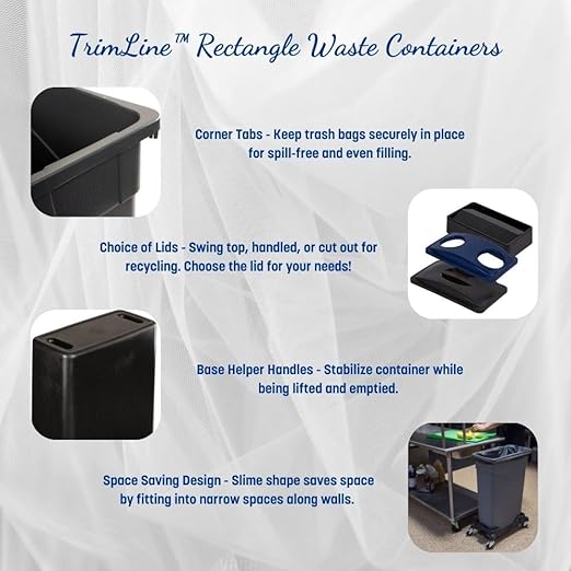 Carlisle FoodService Products 34202369 TrimLine Rectangle Waste Container Trash Can Only, 23 Gallon, Dark Brown