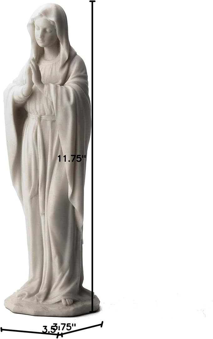 Veronese Design 11 3/4 Inch Virgin Mary The Blessed Mother Resin Statue Marble White Finish