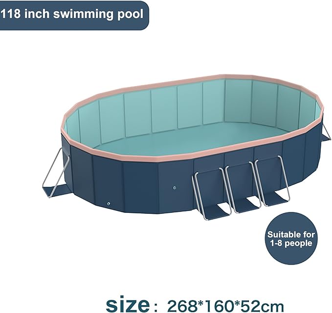 3.0m Oval Non-Inflatable Garden PVC Swimming Pool in Blue-Gray