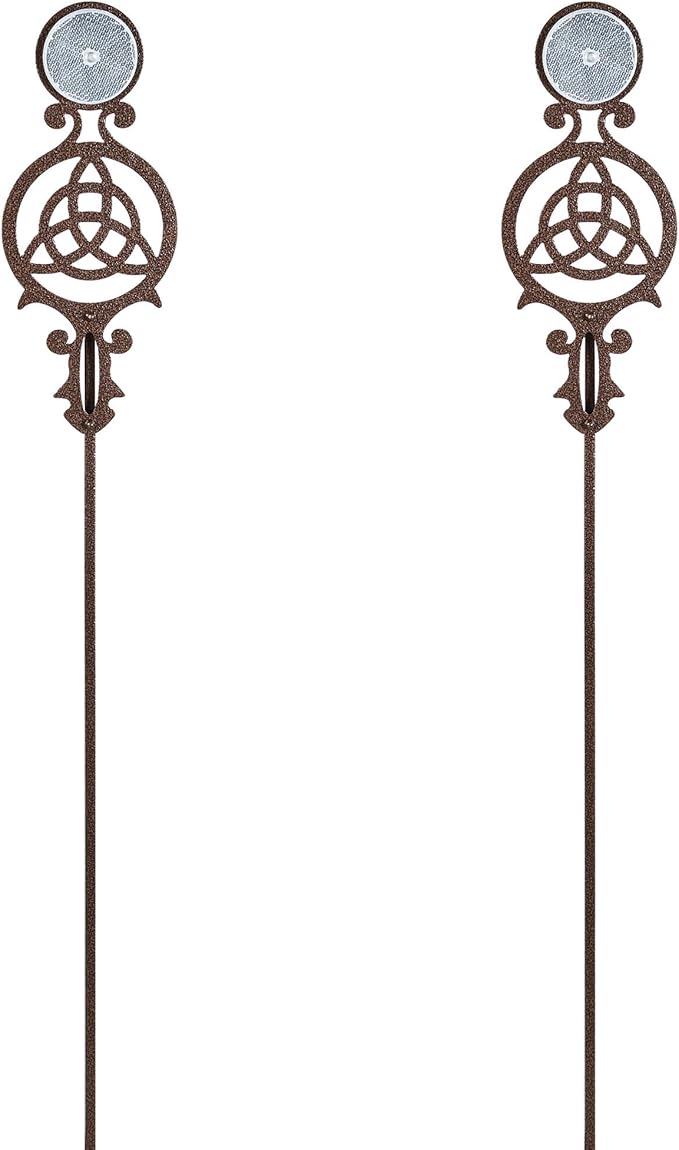 Touch of Class Pathways Reflective Driveway Marker Stake Set of Two for Outdoor Use | Celtic Knot Emblem Design | Personalized Tall Reflector Set of 2 | Weathered Bronze Durable Finish