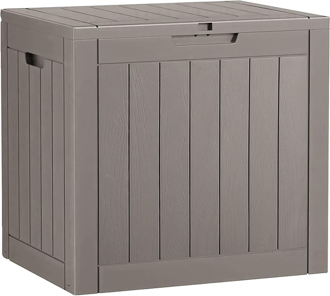 Outdoor Storage Box, Resin Deck Boxes Outdoor Waterproof For Patio Furniture, Garden Tools, Pool Supplies, Durable And UV Resistant, Lockable (32 Gallon, Grey)