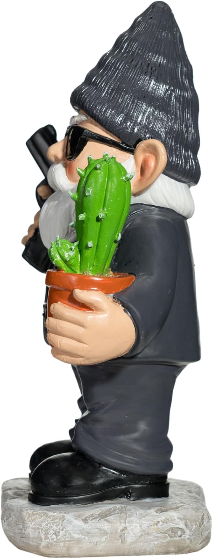 Gnome Decoration for Garden & Home - Professional Hitman Look Statue, Léon Inspired 8.7 Inch Resin Decor, Unique Outdoor Gift for Women/Men