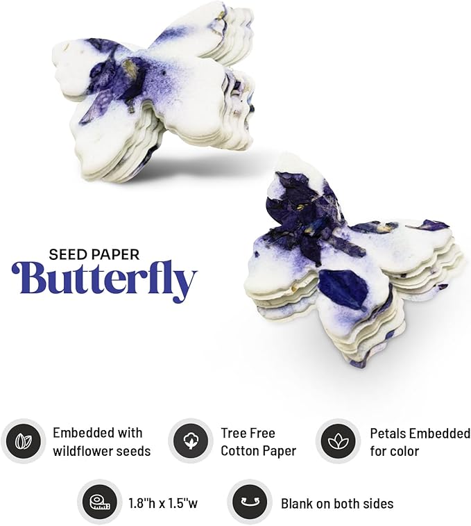 50 pcs Small Purple Butterflies – Plantable Seed Paper for Weddings, Gifts, and Life Events (#45s)