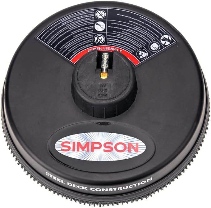 Simpson Cleaning 80165 Universal 15" Steel Pressure Washer Surface Cleaner for Cold Water Machines, 1/4" Quick Connection, Recommended Min 2200 PSI up to Max of 3700 PSI, Black