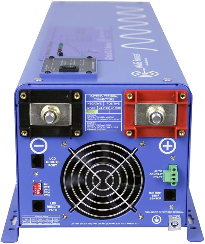 AIMS Power 6000 Watt 48 VDC Pure Sine Inverter Charger 120 VAC Output 60A Charger 40A Transfer Switch PICOGLF60W48V120V