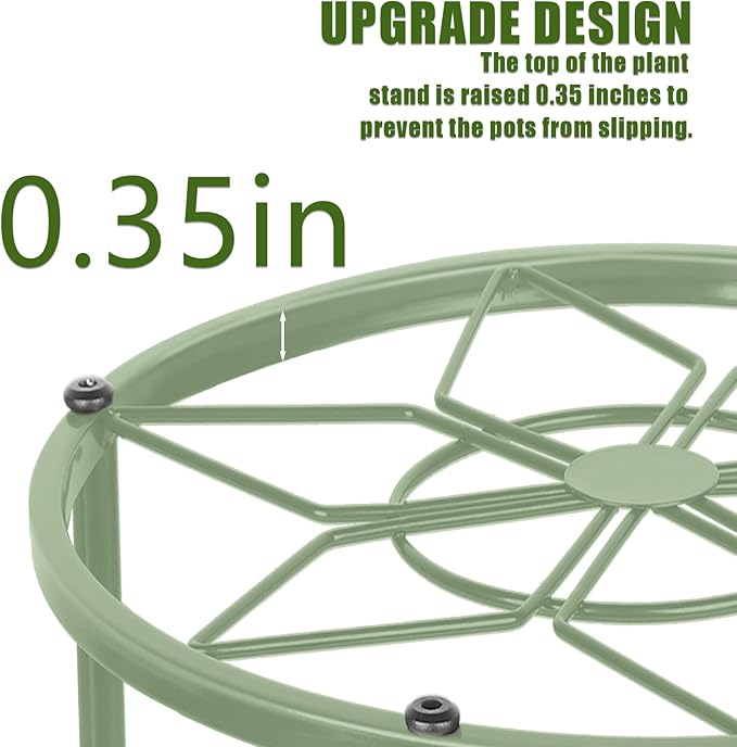 Metal Plant Stands, Anti-Rust Iron Flower Pot Stand, Heavy Duty Plant Pot Shelf, Decoration Racks for Home Indoor and Outdoor 10 Pcs (Green)