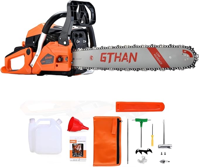 Gas Powered Chainsaw 62cc 2-Cycle Chain Saw 20 Inch Guide Bar Cordless Chainsaw Gasoline for Cutting Forest Wood Garden Trimming Tools