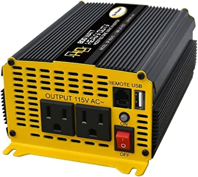 Go Power! 80175 GP-800HD 800 Watt/Heavy-Duty Modified Sine Wave Power Inverter 12V to 110V AC, Compact Solution for Home & Outdoor Use, Black