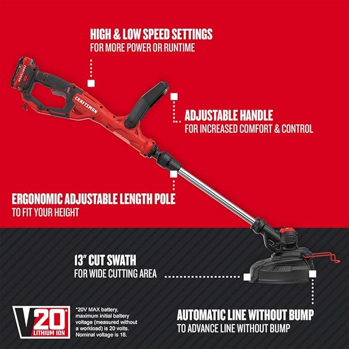 CRAFTSMAN V20 WEEDWACKER String Trimmer & Edger (CMCST900D1) (Renewed)