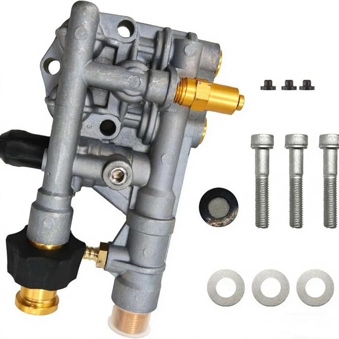7108366 Pressure Washer Pump Manifold Replacement Kit for 510020 and 520006 Axial Cam Pressure Washer Pumps Compatible with Simpson Cleaning Manifold