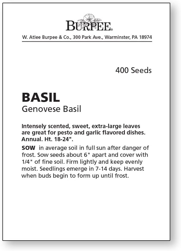 Burpee Genovese Basil Seeds 400 seeds