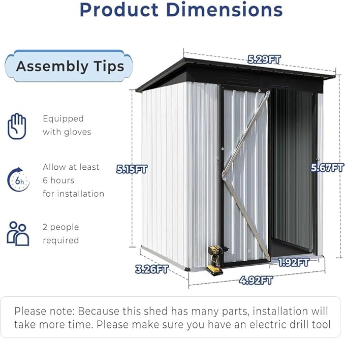 Outdoor Metal Storage Shed with Lock