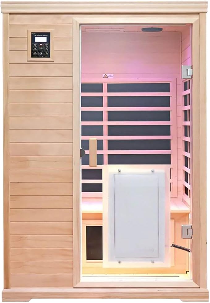 Far Infrared Sauna,Home Sauna,Low EMF Indoor Saunas for Home 2 Person 1,750watt,360° Surround Carbon Crystal Heating Panel-Chromotherapy Lighting-Bluetooth-Canadian Hemlock