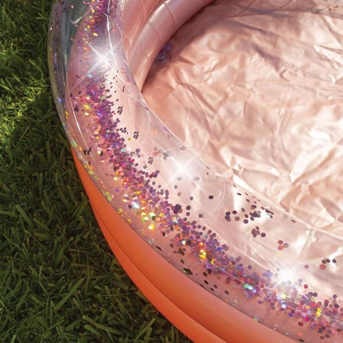 Poolcandy Inflatable Sunning Pools for up to 3 Adults (Rose Gold with Glitter Inflatable Sunning Pool)