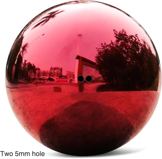 Stainless Steel Red Gazing Mirror Ball,12inch