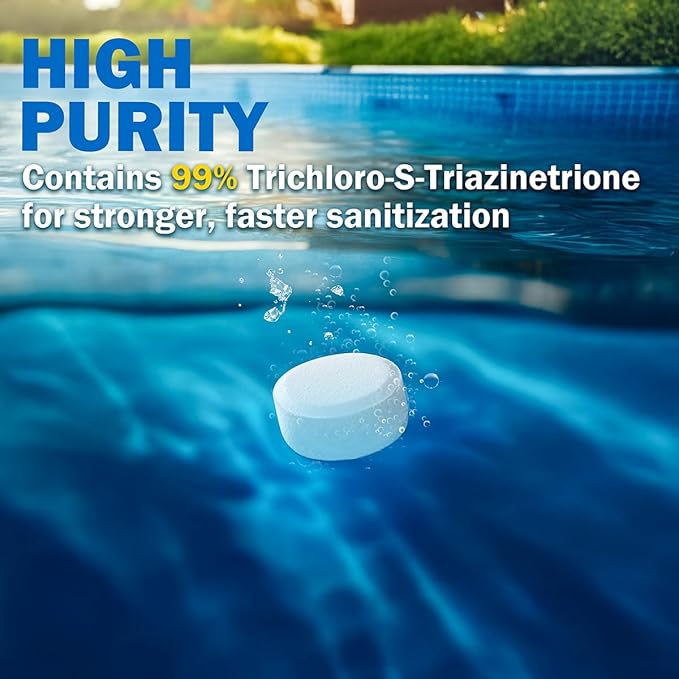 XtremeClear 1" Chlorine Tabs Swimming Pool Hot Tub & Spa Eliminate Bacteria & Algae Sanitizer Makes Water Clean & Crystal Clear Slow Dissolving 5lbs