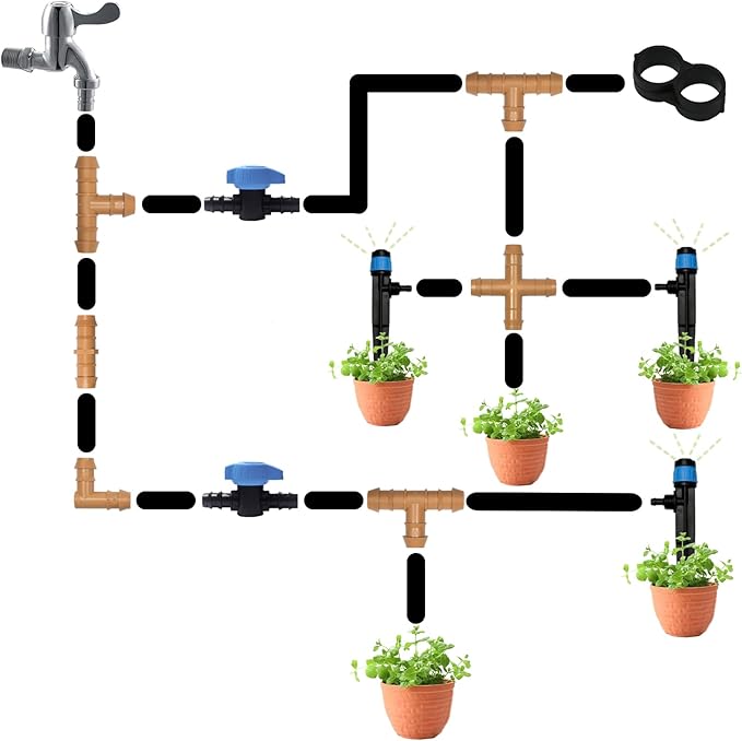 13 Pieces Drip Irrigation Fittings Barbed Cross Tee for 1/2" Irrigation Tubing Barbed 4 Way Connectors Drip Line 4 Way Couplings for Drip Sprinkler Garden Lawn Systems