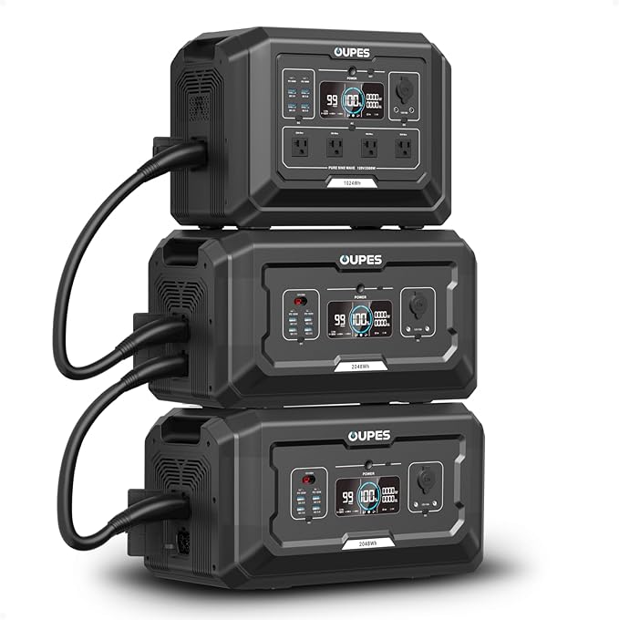 OUPES Mega 1 Power Station Home Backup Power Kit – 5120Wh (1024Wh + 2×2048Wh Batteries), 2000W Output, 36min Fast Recharge, LiFePO4 Whole House Generator with UPS & APP for Blackouts