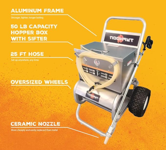 Sand Blaster Accessory Cart for Pressure Washers | Easily Turn Your Pressure Washer Into Sand Blaster | Up to 4000 PSI | 50 LB Sand Blasting Media Capacity | for 2.5 GPM Or Higher Pressure Washer