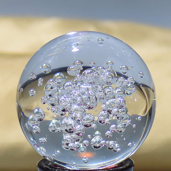 ChezMax Crystal 2 inch (50mm) Bubble Crystal Ball Paperweight Gorgeous Glass Ball for Decorative Ball Lensball Photography Gazing Divination or Feng Shui and Fortune Telling Ball