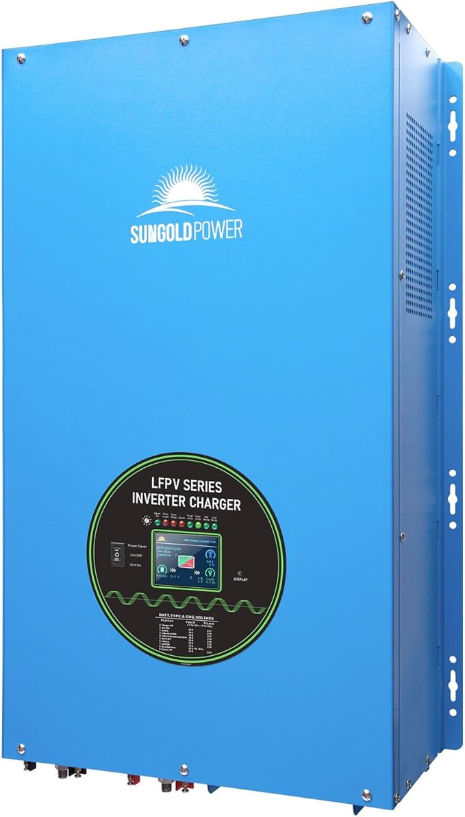 SUNGOLDPOWER 12000W 48V Inverter Charger, Input 240V AC,Output 120/240V Split Phase Pure Sine Wave, Peak Power 36000W for 20s, Low Frequency, Heavy Duty Inverter for Off Grid System(MPPT Excluded)