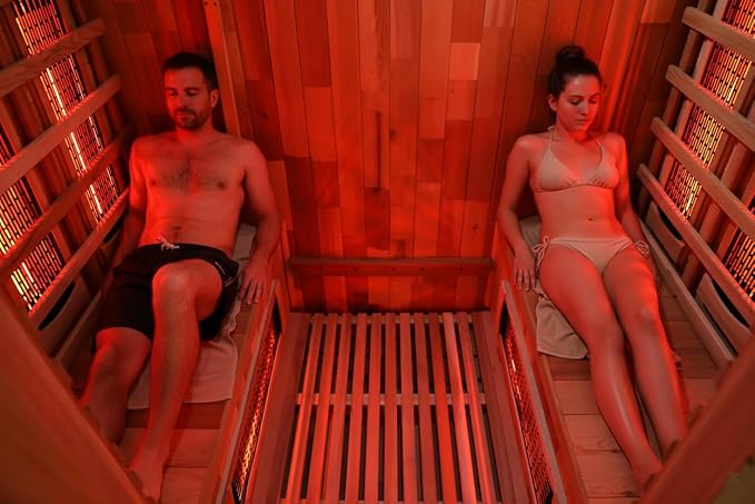 Fully Customize Barrel Sauna 4-8 Person, Hybrid Heating Option, Canadian Red Cedar, Glass Window Option, Scenic Porch, Wood Burning Stove,Harvia Heaters, Infrared Sauna,Red Light Therapy Device