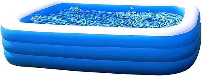 Kiddie Swimming Pool Extra Large Family Size - 210 Long x 140 Wide x 60 cm High Inflatable Family Lounge Above Ground Swim Center Large Size Perfect for Summer Outdoor Backyard Porch