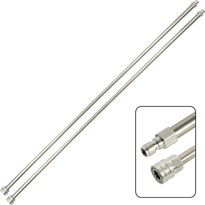 Hourleey Pressure Washer Extension Wand, 120 Inch (10ft) Stainless Steel with 1/4" Quick Connect Power Washer Lance, 2 Pack 60" Each Wand