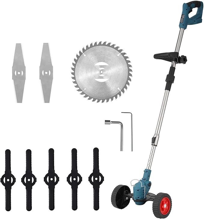 Cordless Weed Wacker Compatible with Makita 18V Battery,6-inch Electric Grass Trimmer with 3 Types Blades,Battery Powered Weed Eater for Garden Yard and Lawn Care