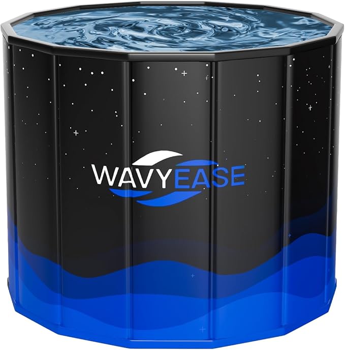 WAVYEASE Portable Bath Tub for Adults -(31.5"L x 26"H) Foldable Cold Plunge Tub for Recovery - Collapsible Soaking Bath Tub for Shower Stall Home SPA - Outdoor Ice Bathtub for Athletes (Black)