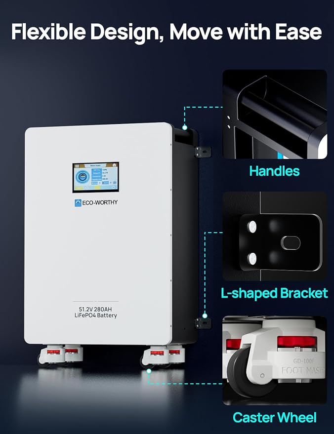 ECO-WORTHY Home Power Station Backup, 48V 280AH LiFePO4 Battery with 5KW Inverter, Communication Support, for Home Backup, Emergency, Solar Energy System