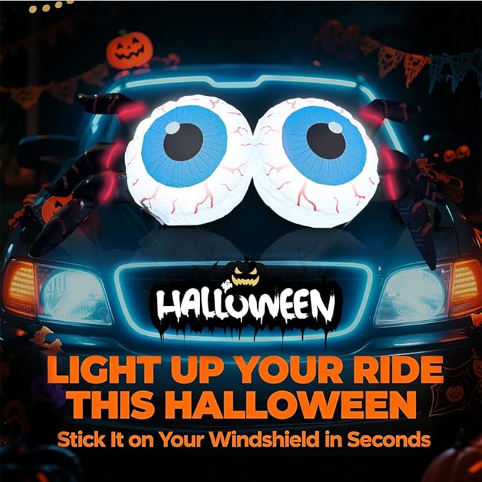 GARIG 4FT Halloween Inflatables Eyeballs Outdoor Decorations Build-in LEDs Lights Blow Up Yard Decorations for Garden Lawn Yard Decor