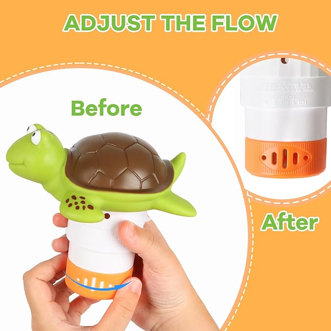 Mini Floating Chlorine Dispenser Holder Fits 1 Inch Chemical Tablets ONLY,Pool Chlorine Floater for Spa, Hot Tub and Small Pools (Turtle)