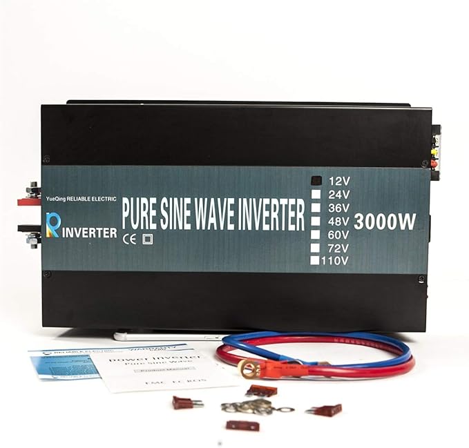 WZRELB 5000W 24V 120V High Frequency LED Display Off Grid DC to AC Converter Power Supply True Pure Sine Wave Solar Power Inverter(Black)