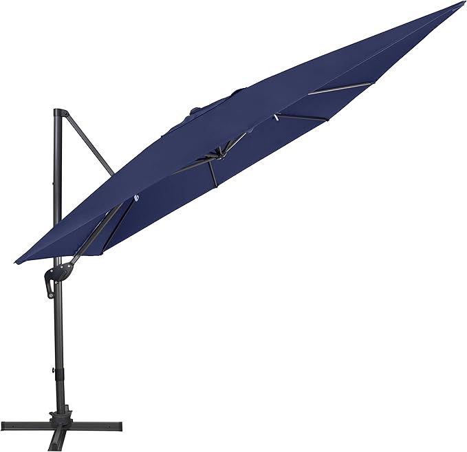 Sunnyglade 10x10Ft Cantilever Patio Umbrella Square 360° Rotation & Integrated Tilting System Offset Umbrella with 8 Sturdy Ribs, Fade-resistant & Waterproof for Garden Backyard Poolside Deck